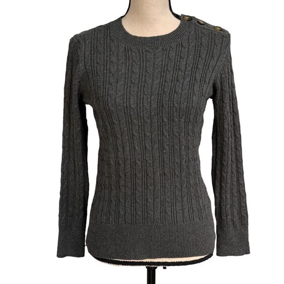 Charter Club Small Sweater Cable Knit Stretch Long Sleeve Pullover Crew Neck New - Picture 1 of 8